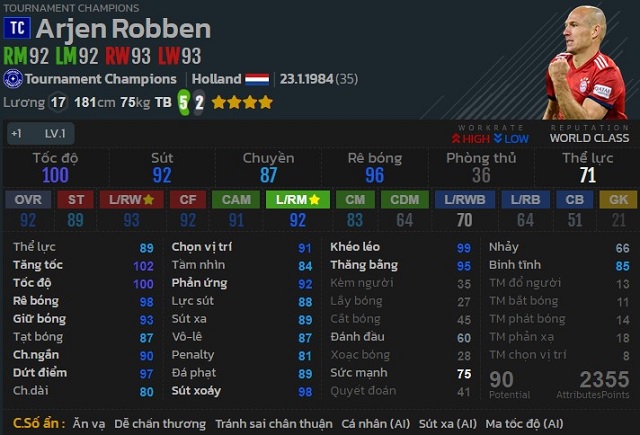 Robben TC sở hữu chiếc chân trái “ma thuật” trong FIFA Online 4