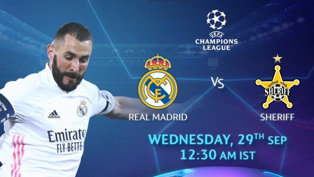 Real Madrid vs Sheriff Tiraspol, 02h00 – 29/09/2021 – Champions League