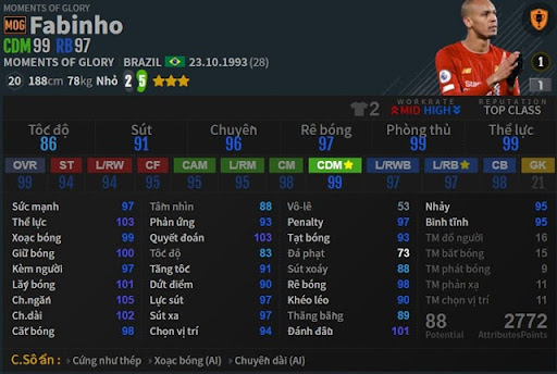 Fabinho MOG - Đội hình FO4 mạnh nhất
